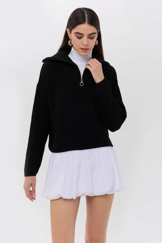 Zippered Regular-Fit Knit Sweater
