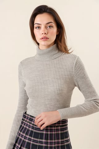 Textured Turtleneck Fitted Sweater