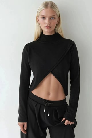 Asymmetric Turtleneck Knit Sweater