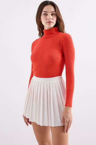 Textured Turtleneck Fitted Sweater