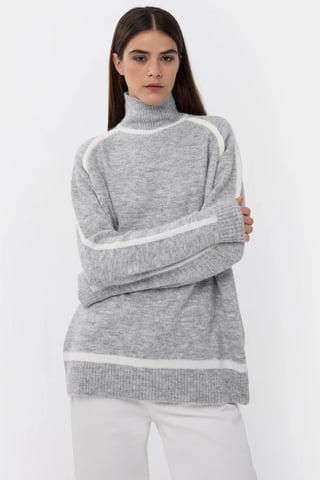 Oversized Gebreide Trui met Contrasterend Detail