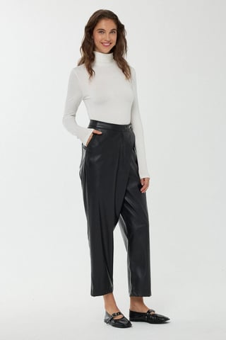 High Waist Faux Leather Short Leg Pants