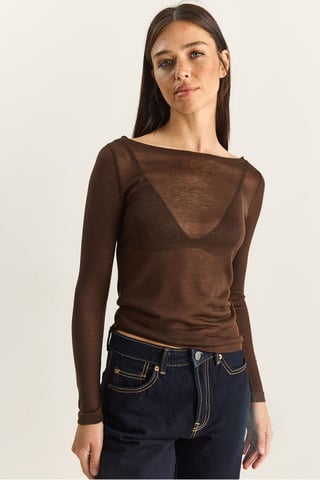 Crew Neck Grundläggande Transparent Topp