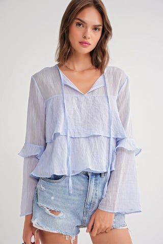 Frilly Blouse with Bow Detail