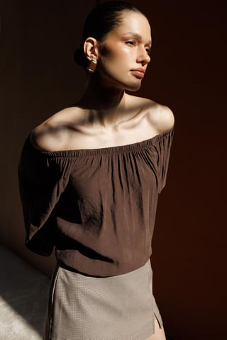Off Shoulder Textured Blouse