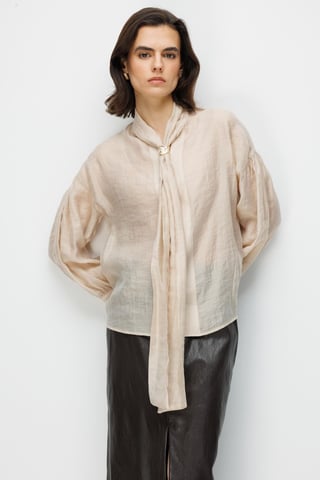 V-Neck Tie Detail Blouse