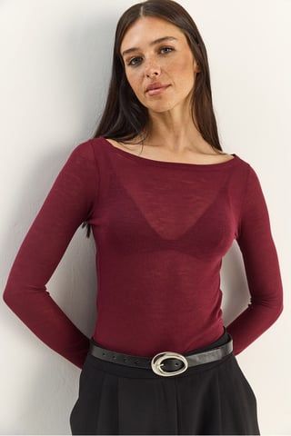 Crew Neck Basic Transparent Top