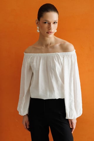 Off Shoulder Textured Blouse