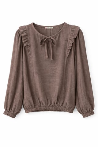 Texturerad Rynkad Crew Neck Blus