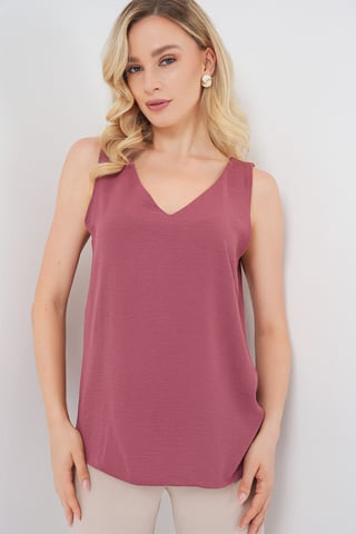 Textured V-Neck Sleeveless Blouse