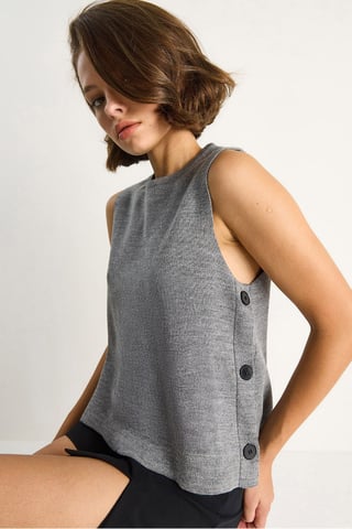 Button Detailed Knit Blouse