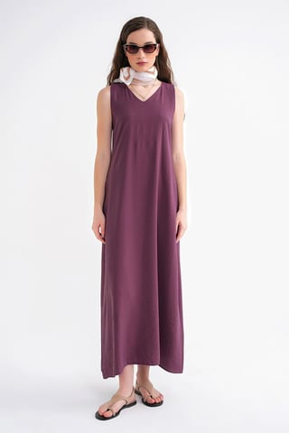 V-Neck Sleeveless Maxi Dress with Pockets