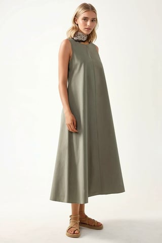 Mixray Collection Crew Neck Sleeveless A-Form Maxi Dress