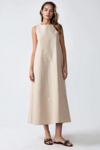 Mixray Collection Crew Neck Sleeveless A-Form Maxi Dress