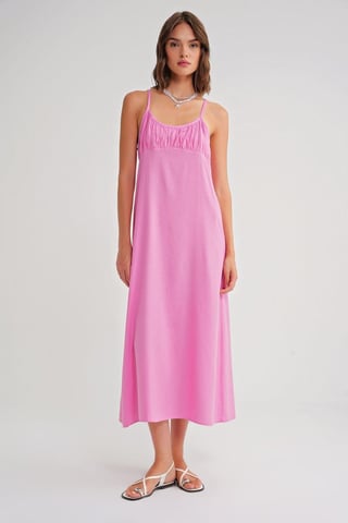 Strappy Maxi Dress with Gathered Detail