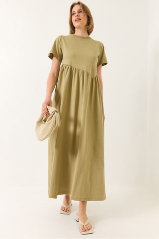 Maxi Crew Neck Losse Brei Jurk