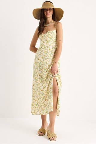 Flowering Midi Dress with Slit