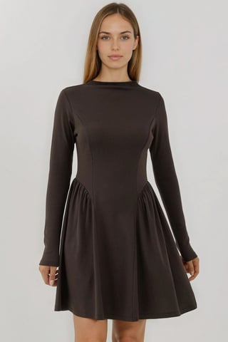 Soft Textured Boat Neck Mini Dress