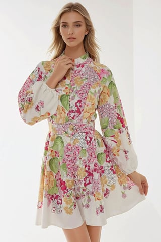 Printed Mini Dress with Belt