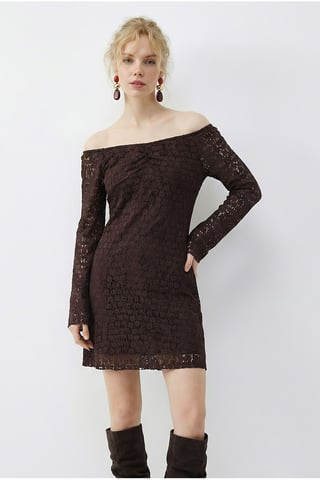 Lace Off Shoulder Mini Dress