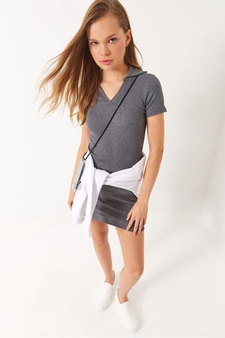 Fitted V-Neck Mini Dress