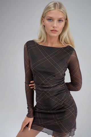Plaid Tulle Mini Dress