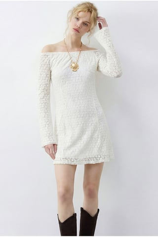 Spets Off Shoulder Mini Klänning