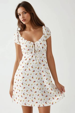 Textured Floral Mini Dress