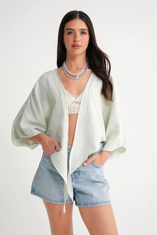Textured V-Neck Bolero Blouse