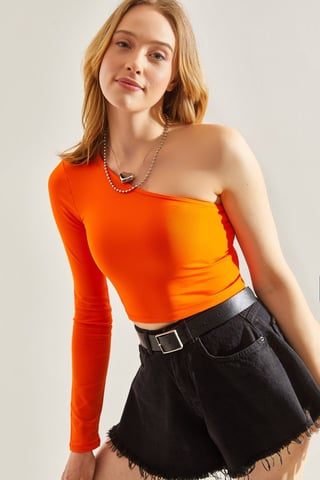 Asymmetrisk Krage Kort Blus