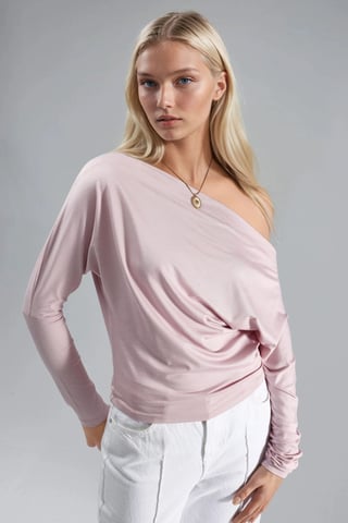 Båtringad Draperad Blus