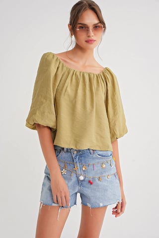 Modal Blended Blouse with Madonna Collar and Ruffle Detail