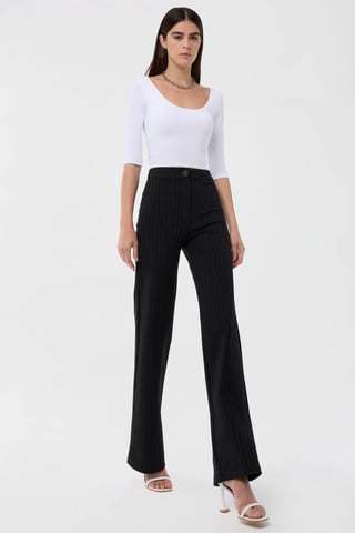 Hoge Taille Gestreepte Rechte Pantalon
