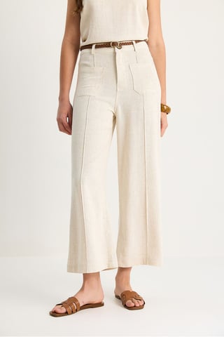 High Waist Wide Leg Ankle-Length Pants with Belt