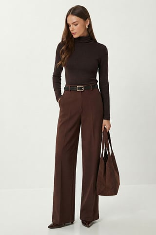 High Waist Wide Leg Trousers with Belt