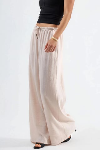 Wide Leg Drawstring Waist Pants with Pockets