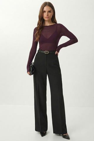 High Waist Wide Leg Trousers with Belt