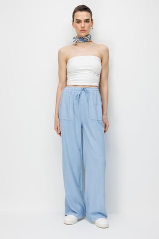 High Waist Wide Leg Palazzo Pants with Drawstring Waist