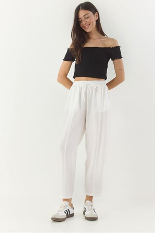 Wide Leg Textured Pants with Drawstring and Pockets
