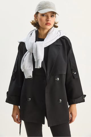 Buttoned Midi Trench Coat