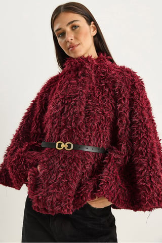 Oversize Plush Coat with Jacket Collar