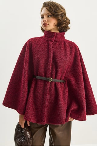 Textured Oversized Overcoat with Button Closure