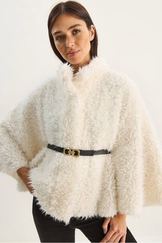 Oversize Plush Coat with Jacket Collar