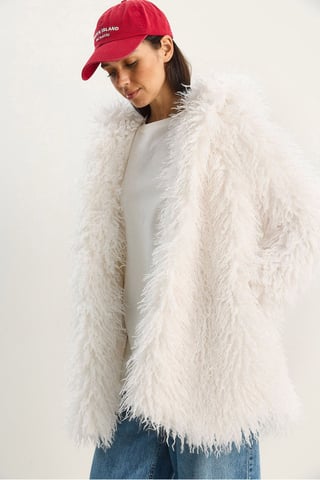 Oversize Hooded Faux Fur Jacket