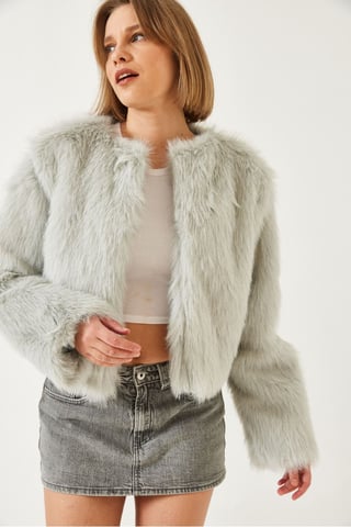 Boxy Crop Faux Fur Coat