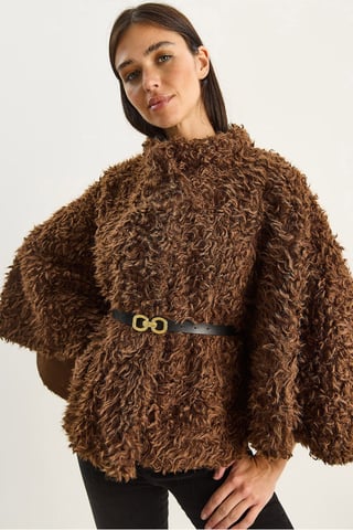 Oversize Plush Coat with Jacket Collar