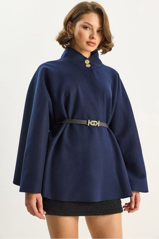 Textured Overcoat with Button Closure