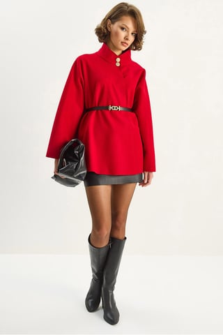 Textured Overcoat with Button Closure