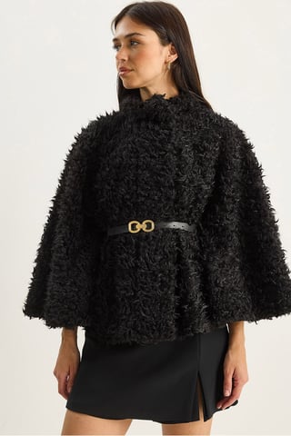 Oversize Plush Coat with Jacket Collar
