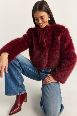 Boxy Crop Faux Fur Coat
